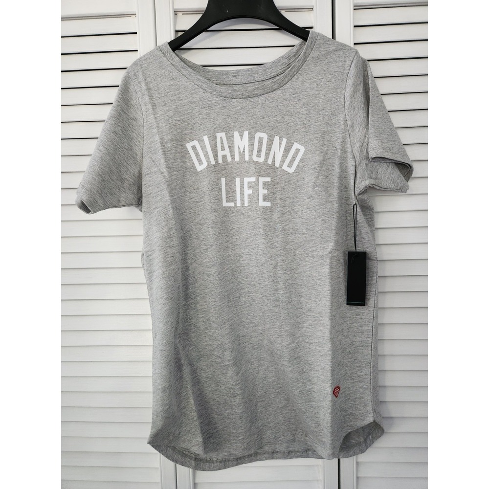 NWT Diamond Supply Co. Women's Logo Shirt Top Skateboarding Life Gray Sz Large